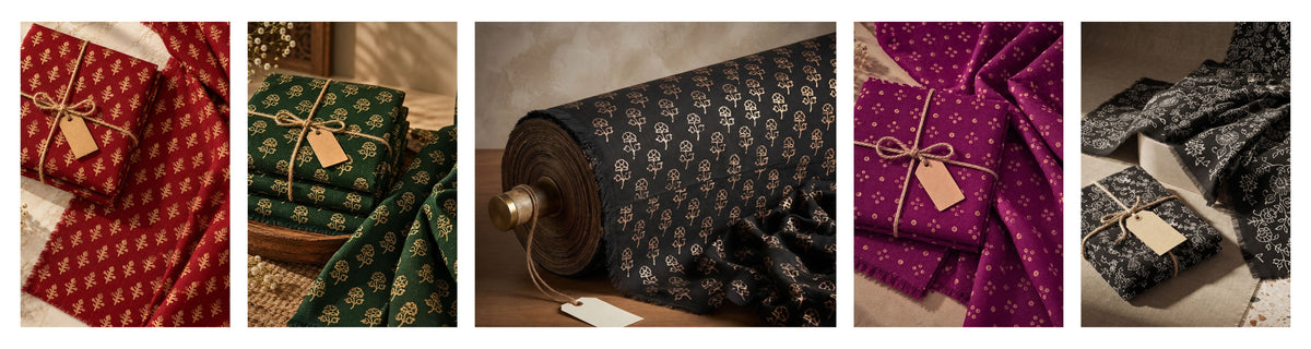 Blockprint Fabric - Winter