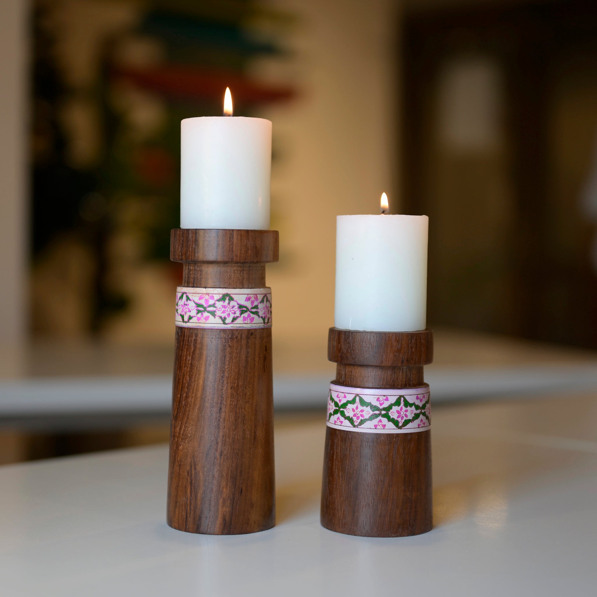 shop online handmade wooden candle stand in Pakistan