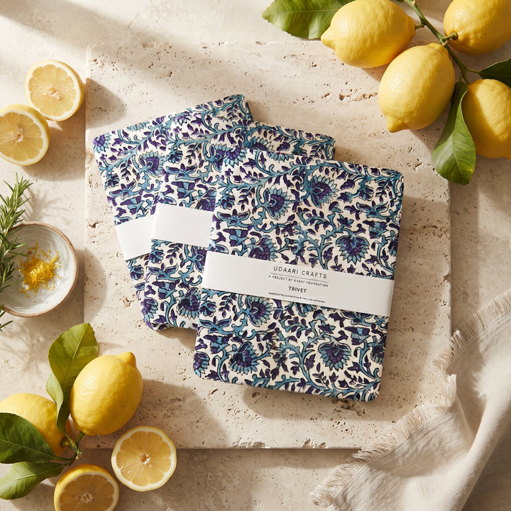 Indigo Garden Trivet (Set of 4)