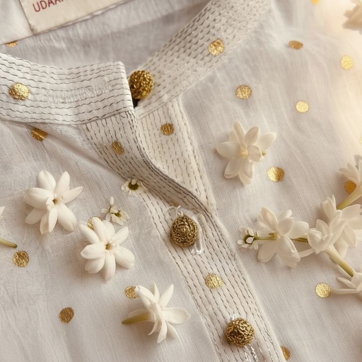 Dot Bloom Kurta - Gold