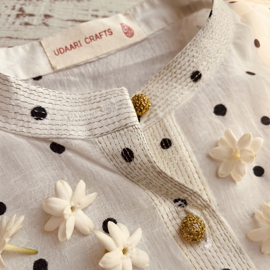 Dot Bloom Kurta - Black
