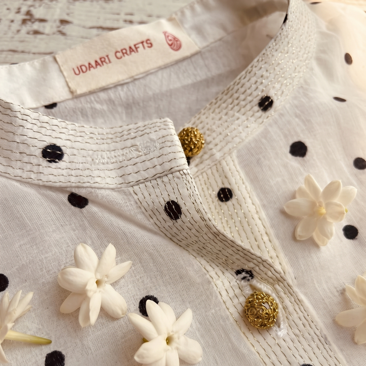 Dot Bloom Kurta - Black