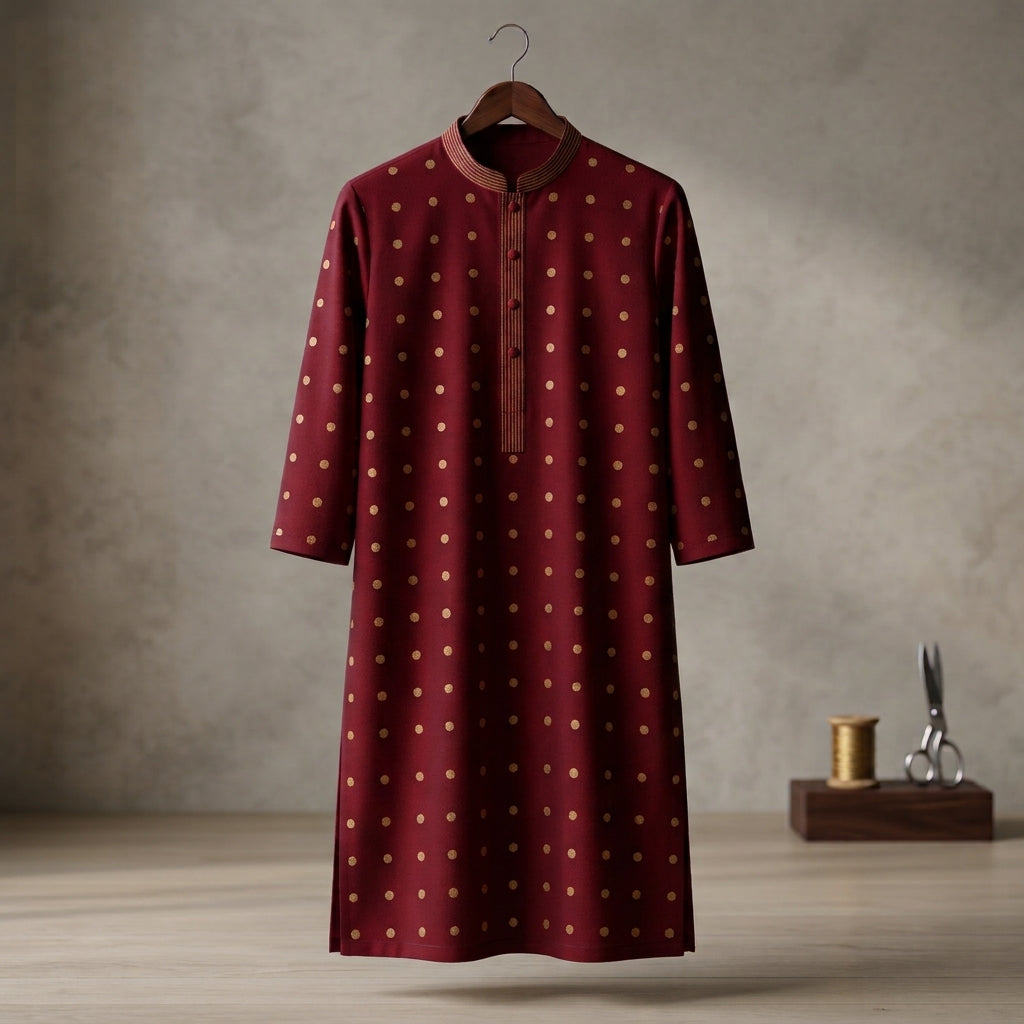 Red Modern Heirloom Kurta - Karandi