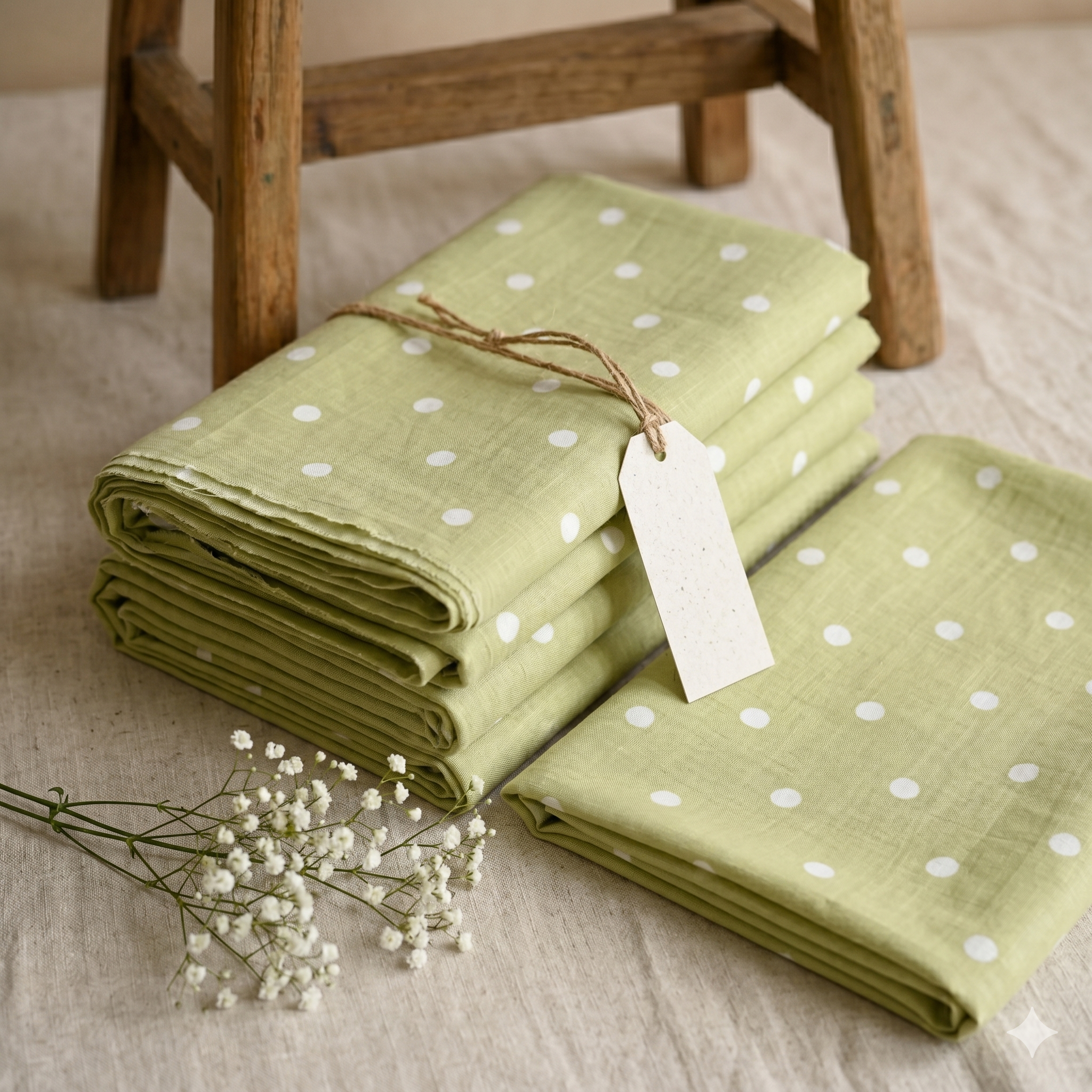 Mint Aira - White Polka Dots