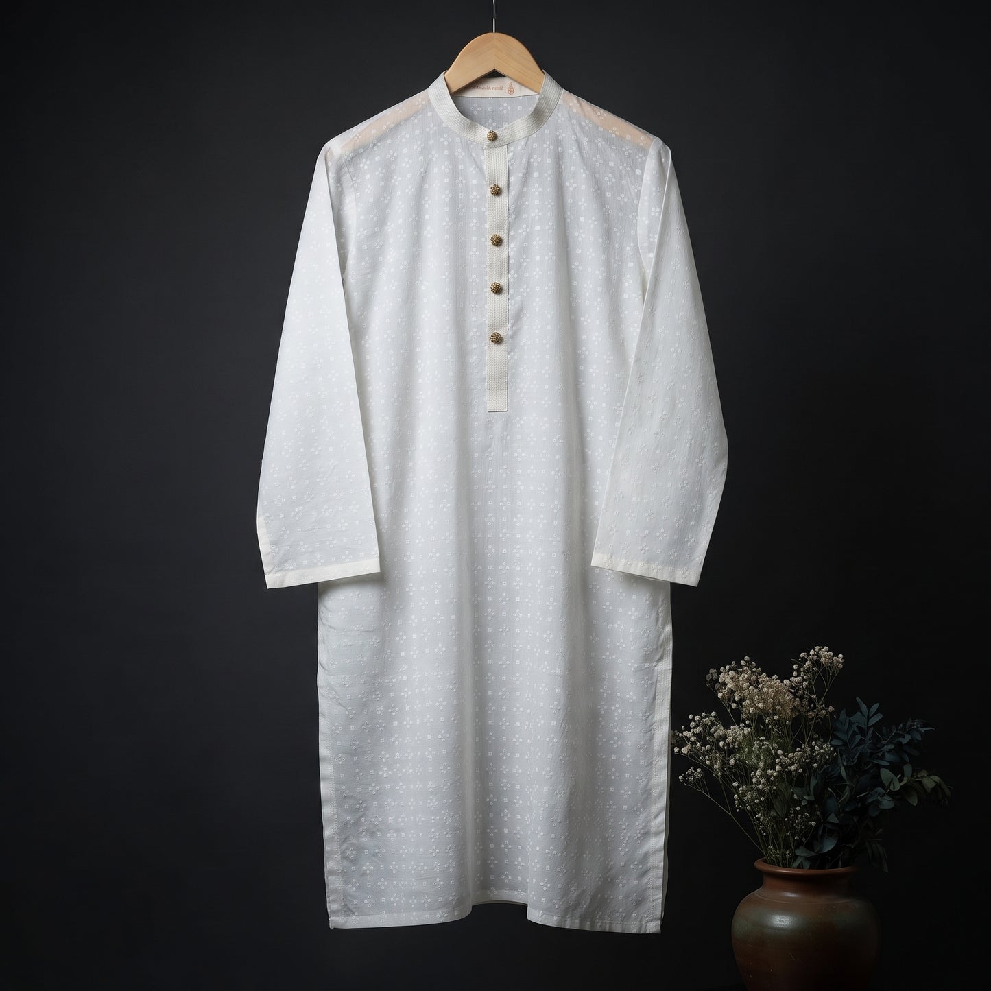 Petal Dots Kurta - White