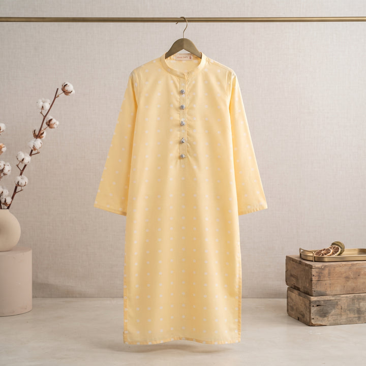 Sunlit Edit Kurta - White Polka Dots