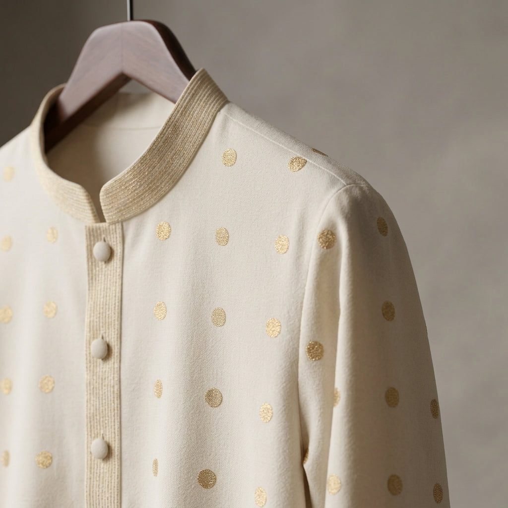 Gold Dot Bloom Kurta - Karandi