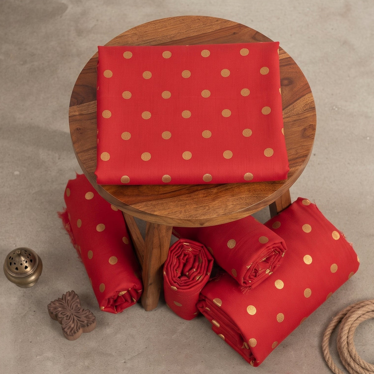 Ruby - Golden Polka Dots