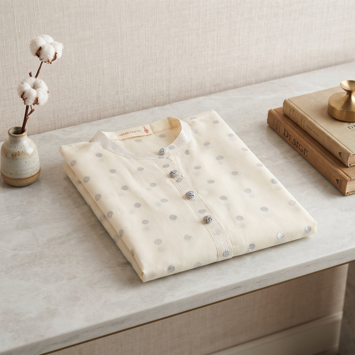 Pearl Atelier Kurta - Silver Polka Dots