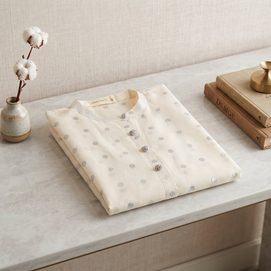 Pearl Atelier Kurta - Silver Polka Dots