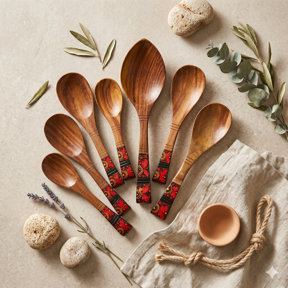 buy handmade wooden cutlery for dining table decoration in Pakistan