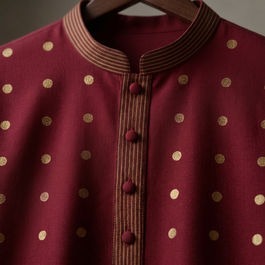 Red Modern Heirloom Kurta - Karandi
