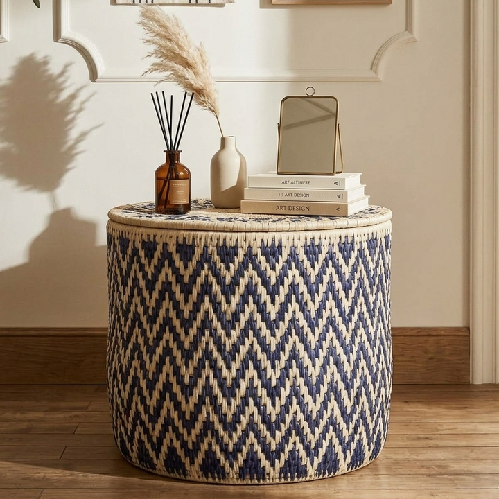 Zigzag Indigo Basket