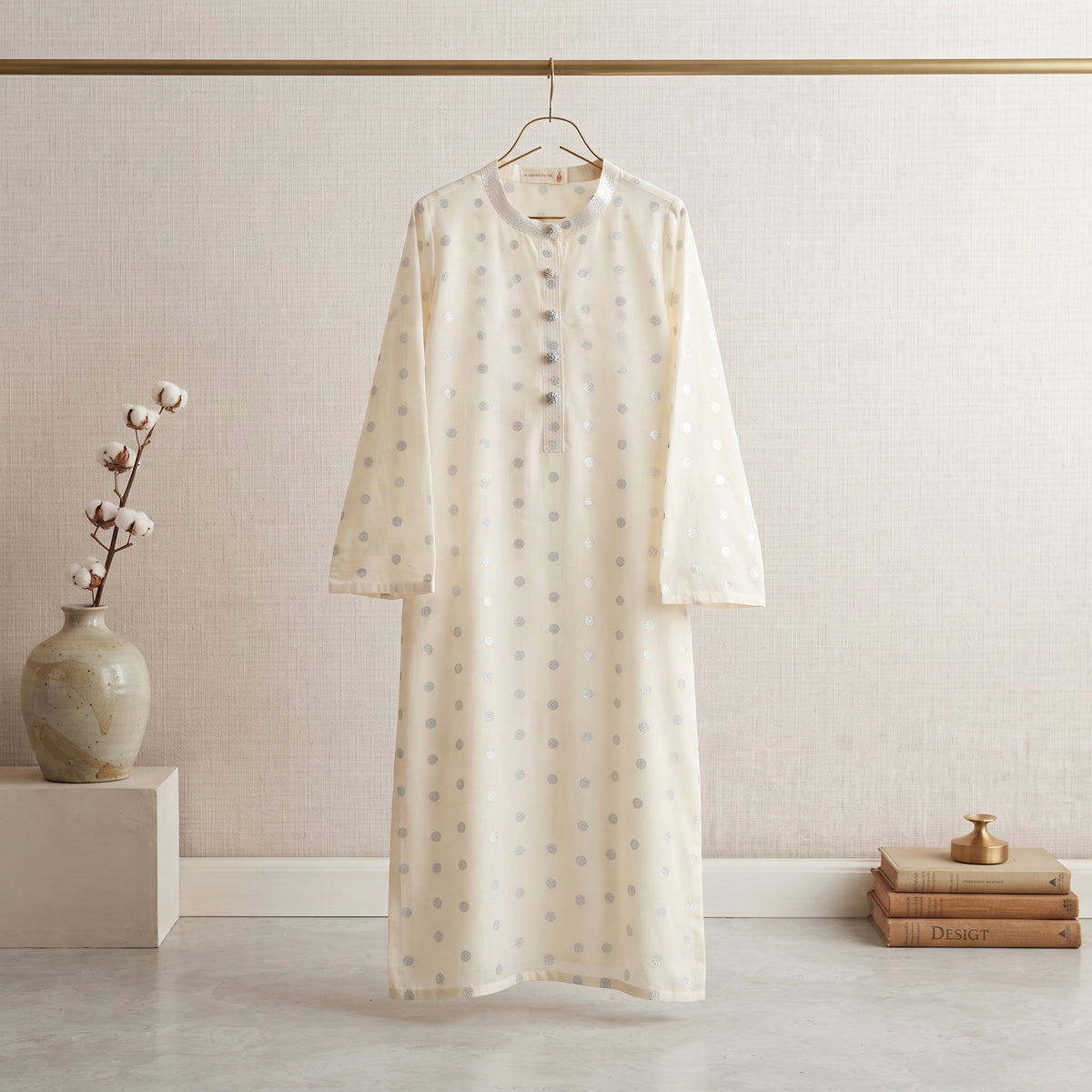 Pearl Atelier Kurta - Silver Polka Dots