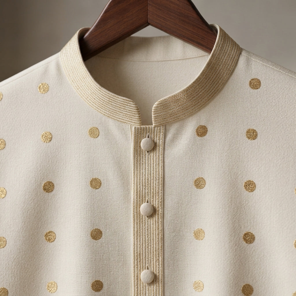 Gold Dot Bloom Kurta - Karandi