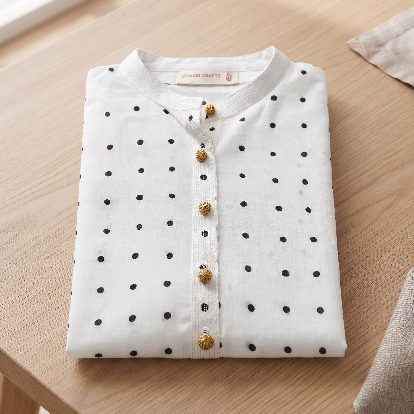 Dot Bloom Kurta - Black