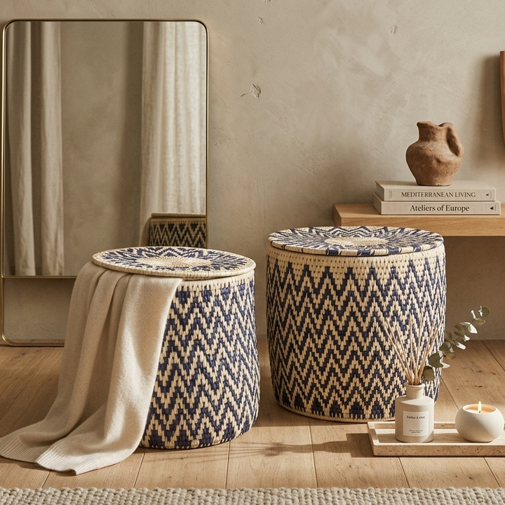 Zigzag Indigo Basket