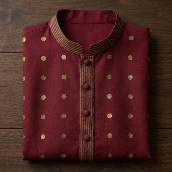 Red Modern Heirloom Kurta - Karandi
