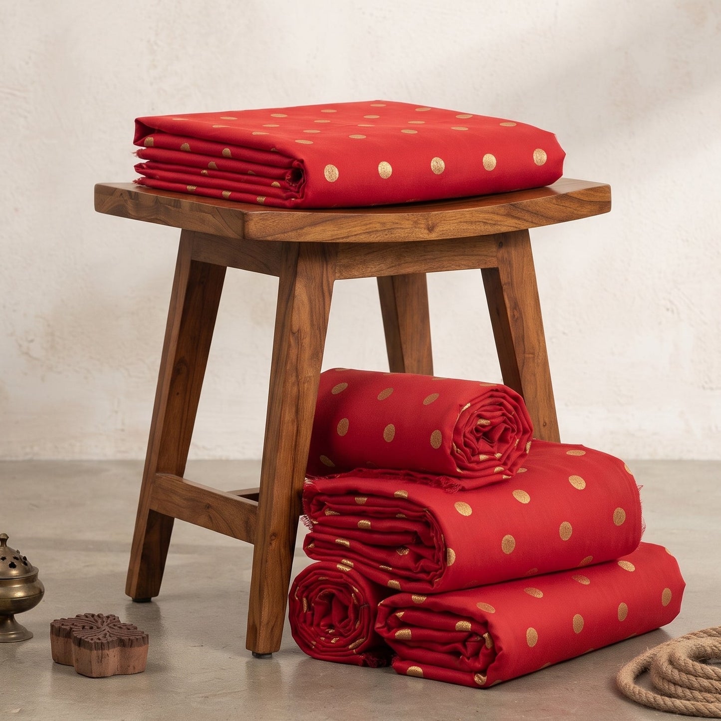 Ruby - Golden Polka Dots