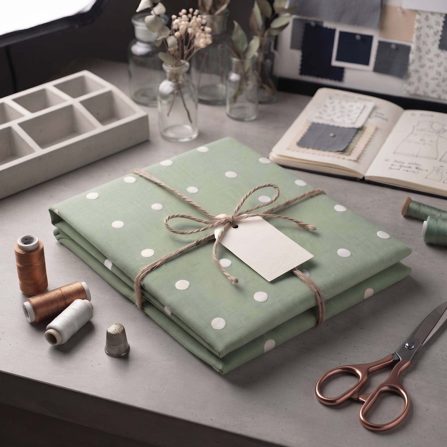 Mint Aira - White Polka Dots