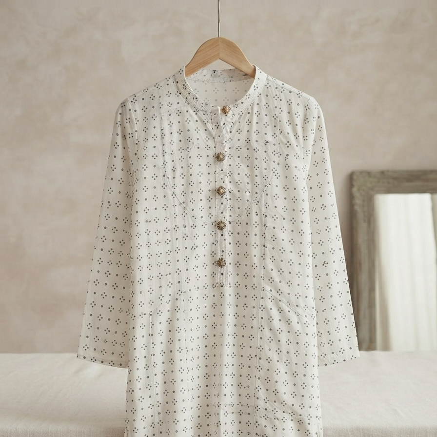 Petal Dots Kurta - Black