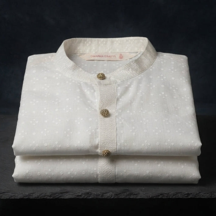 Petal Dots Kurta - White