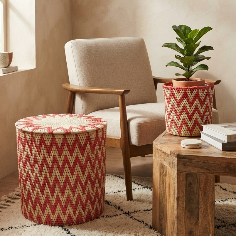 Crimson Zig Basket