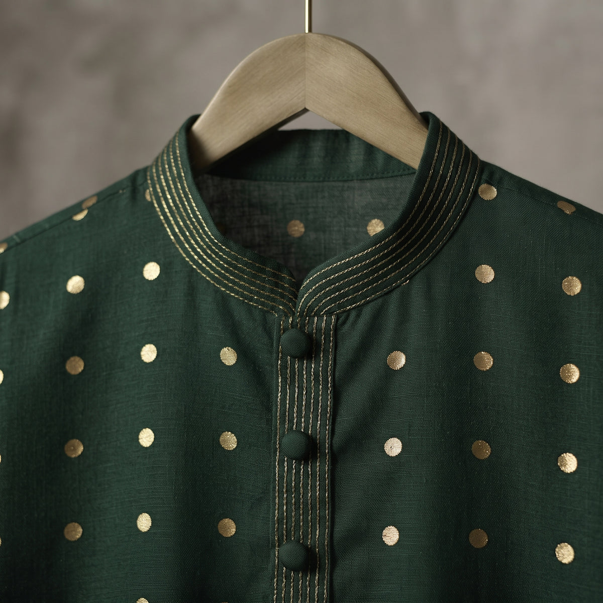 Green Dot Bloom Kurta - Karandi