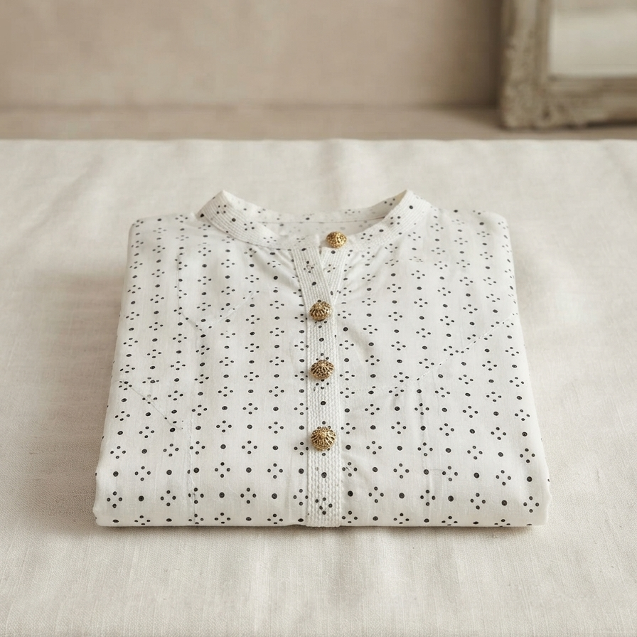 Petal Dots Kurta - Black