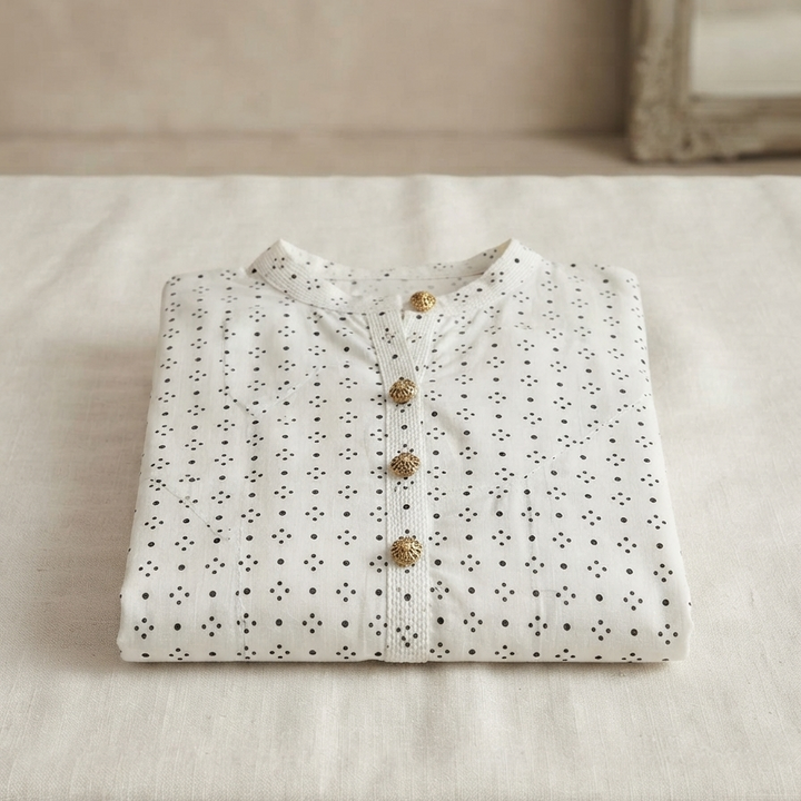 Petal Dots Kurta - Black