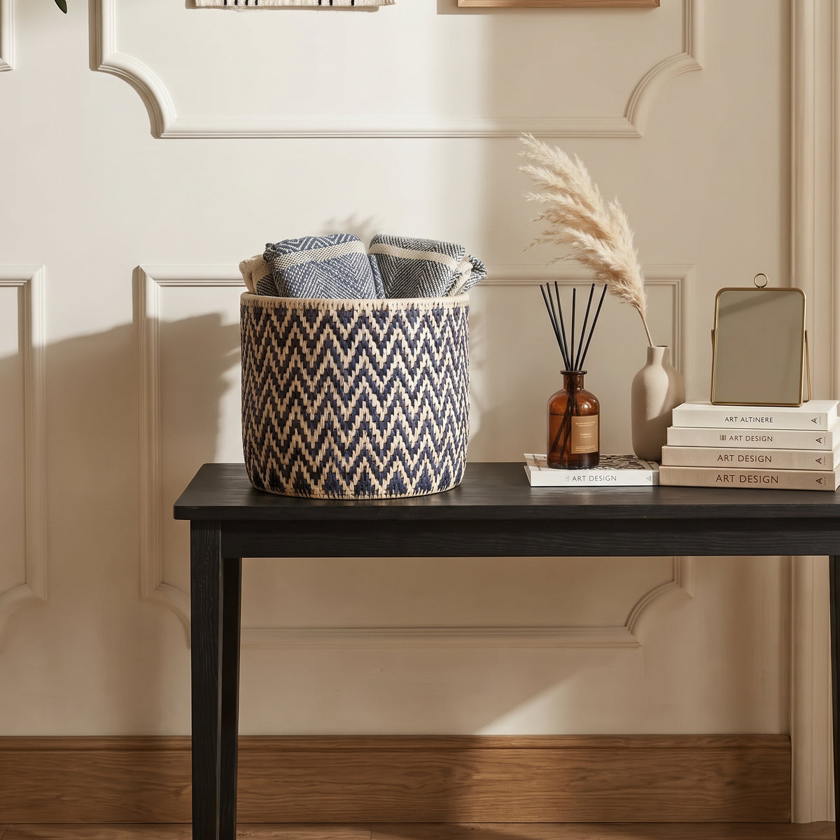 Zigzag Indigo Basket