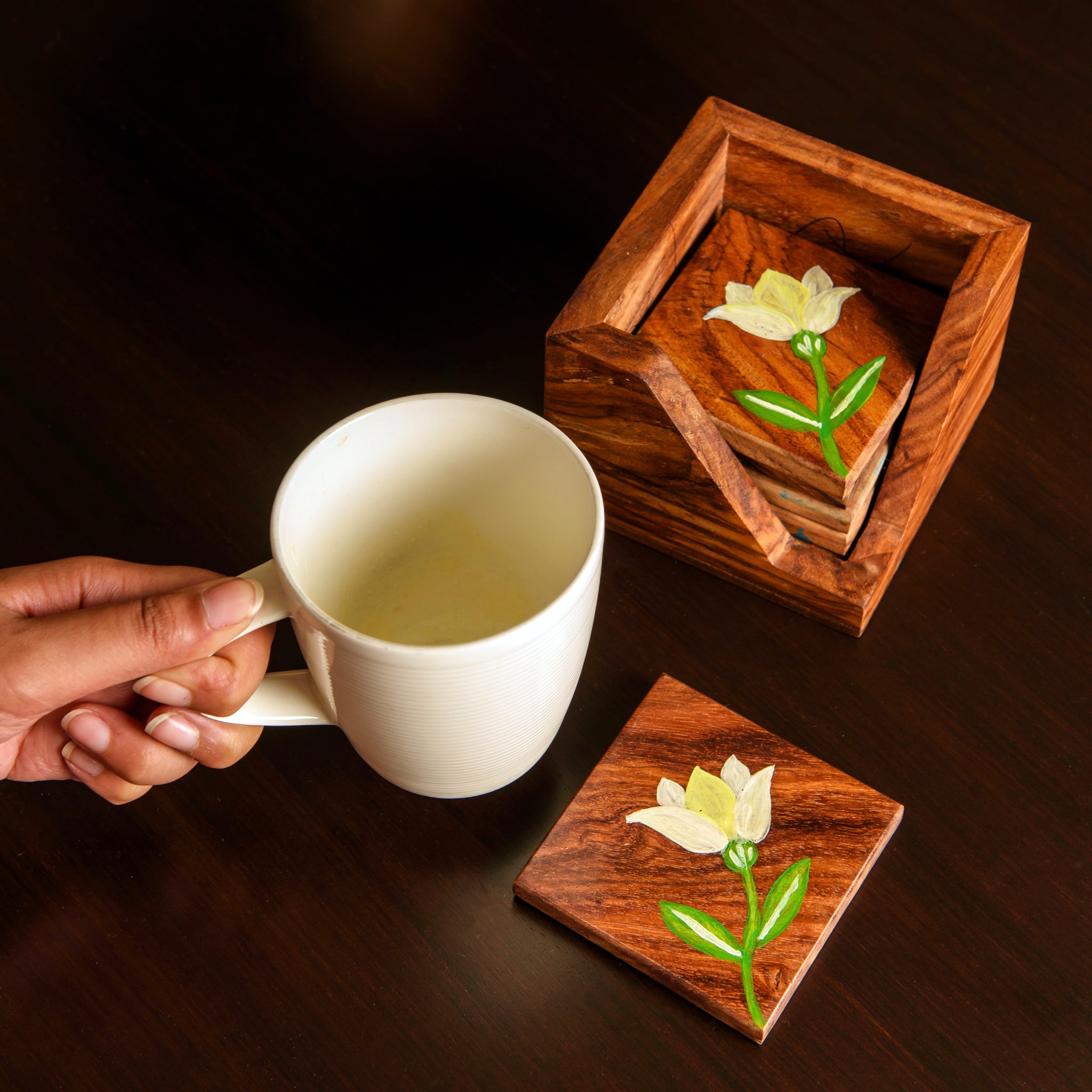buy online handcrafted wooden coaster sets in Pakistan