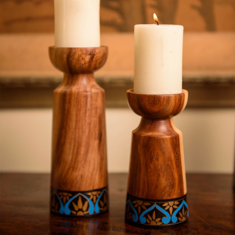 buy wood candle stand set online in Pakistan